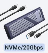 UGREEN 20Gbps M.2 NVMe SATA SSD Enclosure Compatible with 10Gbps USB C External NVMe M.2 Enclosur...