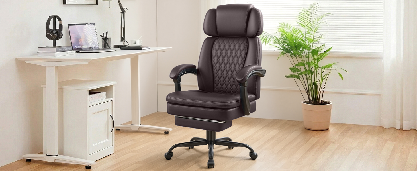Executive Big and Tall Office Chair with Foot Rest Computer Office Chair with Adjustable Headrest