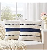 Fancy Homi Set of 2 Navy Blue Decorative Throw Pillow Covers 18x18 Inch for Couch Bed Sofa Living...