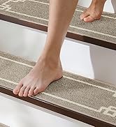 BEQHAUSE Stair Treads for Wooden Steps Non Slip Washable Carpet Stair Treads with Reusable Residu...