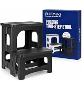 Folding 2-Step Stool for Adults Kids, Non-Slip Collapsible Portable Stool | Folding Stool Non-Sli...