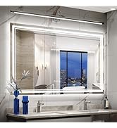 Ratsamee 110x40 Inch Led Mirror for Bathroom with Front Light and Backlit, Dimmable Anti Fog Wall...