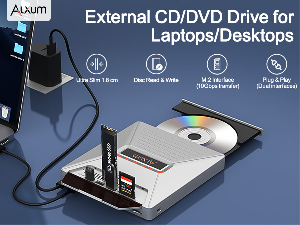 External CD DVD Drive with M.2 Interface