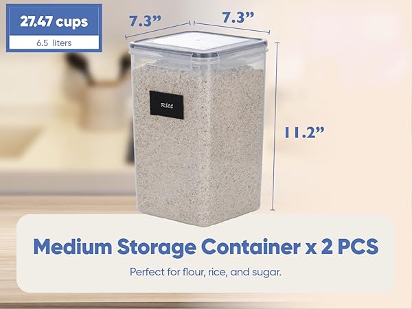 Bulk Food Storage Containers, Canisters for Flour and Sugar Storage, Rice Container 25 lbs, Rice Bin