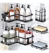 YASONIC Shower Caddy, 5-Pack Shower Caddy Organizer with 4 Removable Hooks and Soap Holder...