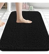 Arotive Chenille Bathroom Rugs 30x20, Soft Absorbent Bath Mat, Black | Rubber Backing, Machine Wa...
