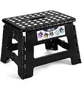Delxo 9 Inch Folding Step Stool in Black,1 Pack Premium Heavy Duty Foldable Stool for Kids,Portab...