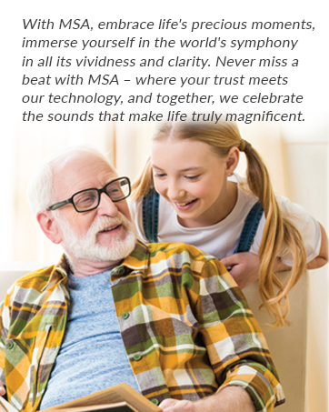 2 MSA 30X sound amplifiers and two recharging bases, 12 silicone tips, and 2 cleaning brushes