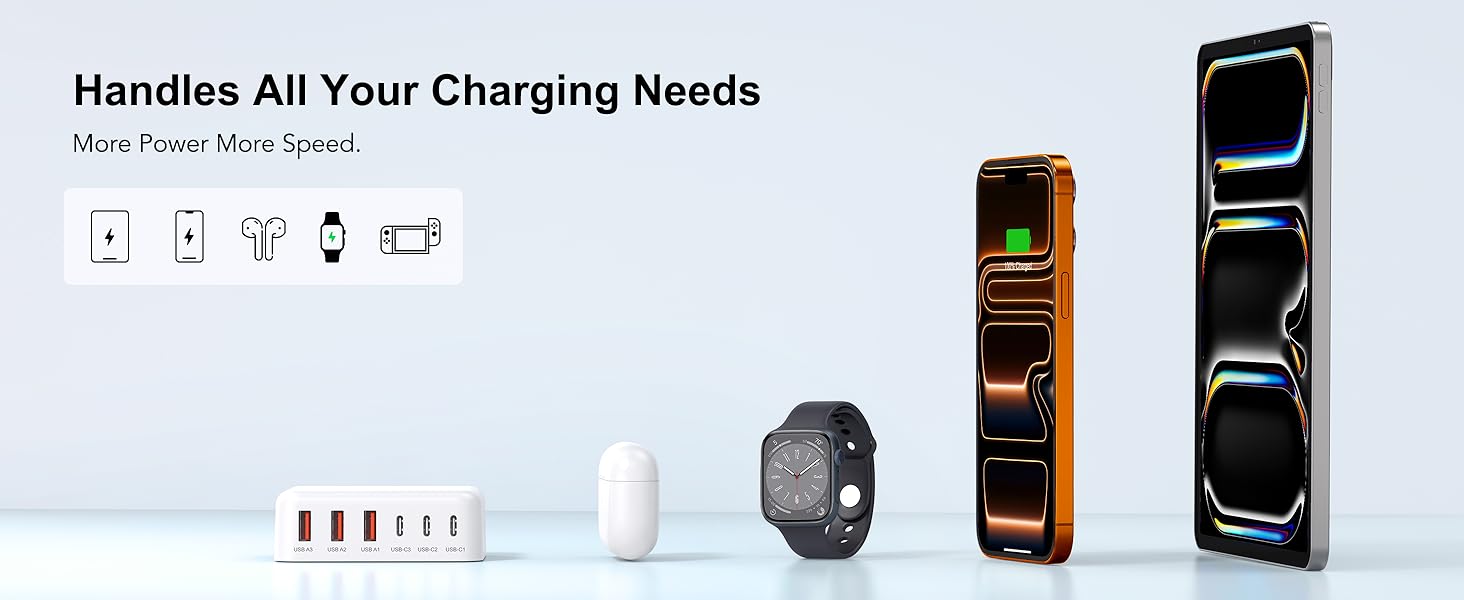 6 Ports for Fast Charging