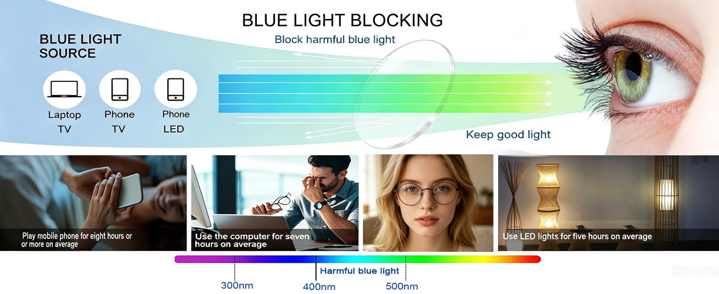 The lenses effectively filter harmful blue light
