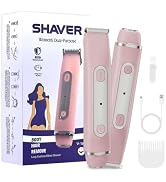Bikini Trimmer for Women - 2 in 1 Women Electric Shaver,Cordless Body Razor for Trip,Replaceable ...
