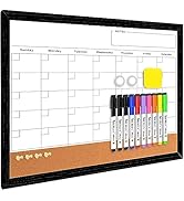 ABERLLS Monthly Calendar Dry Erase Board for Wall, 17''x13'' Whiteboard with Black Wood Framed, M...