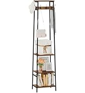 Cerlyunzan Coat Rack Freestanding, Coat Stand with 3 Shelves and 7 Hooks, Hall Tree Free Standing...
