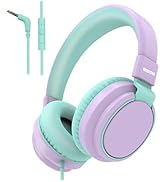 MIDOLA Headphone Kids Volume Limited 85/110dB Wired Over-Ear/On-Ear Foldable Headset with Inline ...