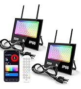Smart LED Flood Light Outdoor - 30W(300W Equivalent) 3000LM, 2700-6500K+RGB, Dual WiFi Antennas, ...