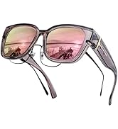 LVIOE Polarized Fit Over Sunglasses for Women Men Oversized Square Over Glasses Sunglasses with U...