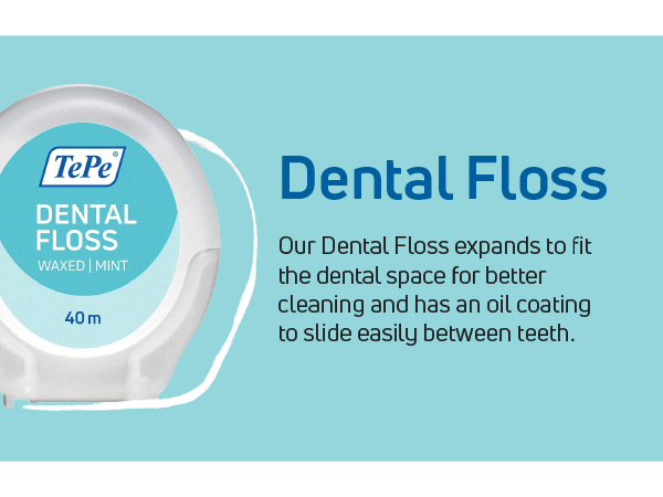Information about dental floss. Text reads: Dental floss. 