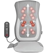 Mynt Gray Acupressure Massage Chair Pad with 4 Deep Kneading Nodes, Shiatsu Back Massager for Cha...