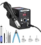 Hot Air Rework Station, Soldering Heat Gun, °F/°C Display, 110V SMD Hot Air Gun Temp. &amp; Airflow A...