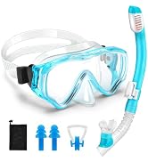 HIKOTEY Snorkeling Set for Kids, Full Dry Snorkeling Mask Set for Adults, Anti-Fog Protection, Un...