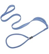 Slip Lead Dog Leash, Dog Training Leash with Double Handle, Soft Leather Nylon Slip Leash and Col...