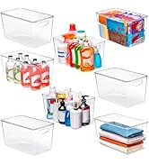 8 Pack Clear Storage Bins with Lids Stackable,XLarge Plastic Storage Bins with Handle for Pantry ...