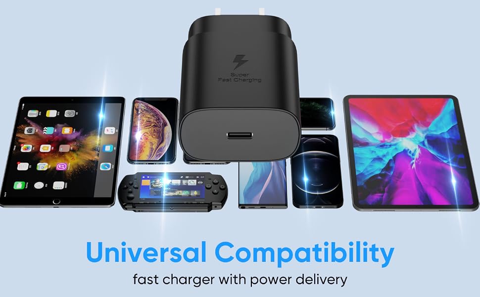 25W USB C Wall Charger Super Fast Charging &amp; 3.3+6.6FT USB C to C Charger Cable for Samsung Phone