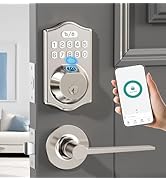 keyless Entry Door Lock deadbolt with Handle Set- Front Door Fingerprint Smart Locks with 2 Lever...