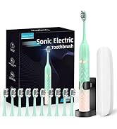 Electric Toothbrush Set, Equipped with 10 Brush Heads and Travel case, IPX8 Waterproof, 2-Minute ...