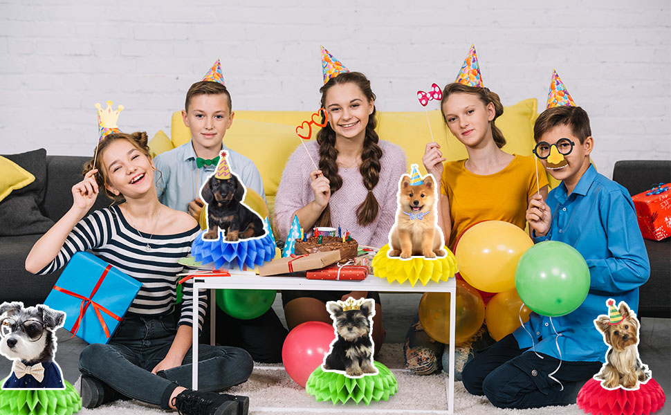 dog party honeycomb decorations