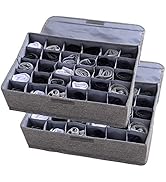 AARAINBOW 2 Packs Underwear Socks Storage Organizer with Lids Foldable Closet Drawer Organizer 60...