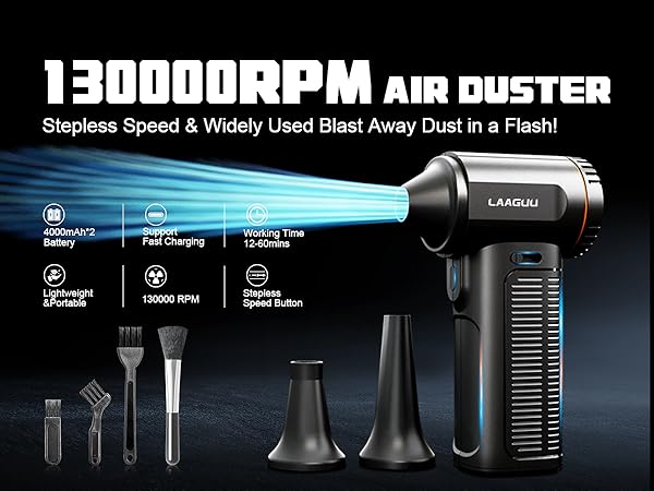 electric compressed air duster for pc mini air blower cordless