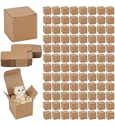BENECREAT 150 Pcs Kraft Paper Gift Boxes, 1.5 Inch Mini Wedding Favor Boxes, Square Paper Boxes f...