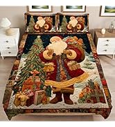 Yopiiefa Santa Claus Print Bedding Set 3 Pieces Soft Comforter Cover Twin Size with 2 Pillowcases...