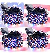 4 Pack Red White and Blue Solar String Lights, 320LED 180FT 4th of July Decorations Outdoor Water...
