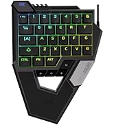 DELUX Wired One-Handed Gaming Keyboard, Professional RGB Gaming Keyboard, 34 Keys, Magnetic Switc...