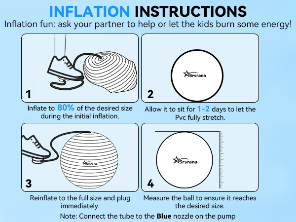 Workout ball inflation instructions