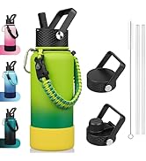 BJPKPK 32oz Insulated Water Bottles with 3 Lids, Paracord Handle &amp; Non-slip Boot, Stainless Steel...
