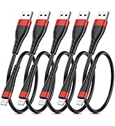 OIITH Short iPhone Charger Cable 5-Pack 1ft(12 Inch), [Apple MFi-Certified] 1 Foot iPhone Cable, ...