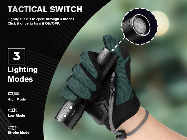Versatile Modes/Tactical Switch/Rugged Design/Weather Resistant/Shockproof