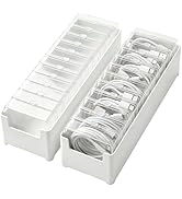 Dinceer Clear Cable Organizer Storage Box, 2 Pcs 11 Box Desktop Cable Management with Switch, Pow...