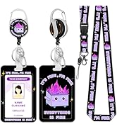 Hancynir Lanyards for Id Badges, Dumpster on Fire Badge Holder with Retractable Reel Clip, Funny ...