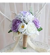Udoula Wedding Bouquets for Bride Bridesmaid, Artificial Roses Flowers for Wedding Church Decorat...