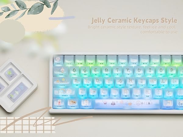 Keyboard Keycaps Jelly, White Ceramic Keycaps Style, Cake Sheep Key cap
