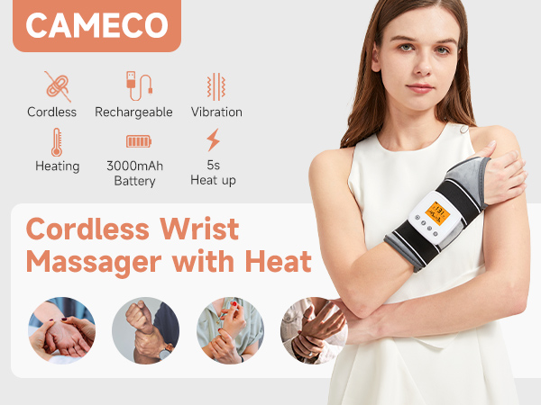 cordless wrist heating pad with massager