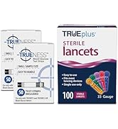TRUENESS Blood Glucose Test Strips 100ct + 100 Lancets - Ideal for Testing Blood Sugar levels