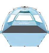 WhiteFang Deluxe XL Pop Up Beach Tent Sun Shade Shelter for 3-4 Person, UV Protection, Extendable...