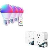 Linkind Matter Smart Plug 4 Pack Smart Light Bulbs 4 Pack RGBTW Color Changing Light Bulbs