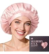 LitBear 100% Mulberry Silk Bonnet for Sleeping Women, 22 Momme Silk Hair Wrap with Elastic Band f...