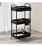 3-Tier Rolling Utility Cart-Black